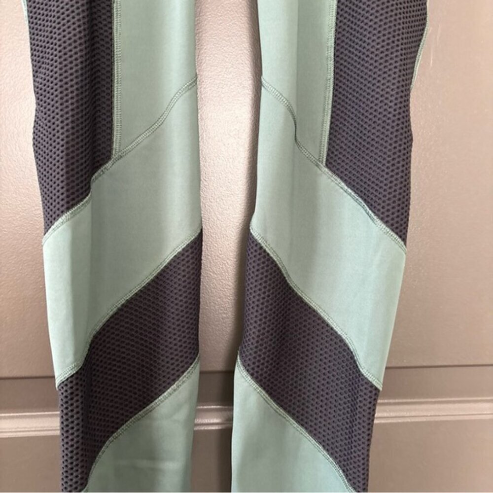 Nike Dri-Fit GREEN & Black Power Window Pane Tights Running Pro Leggings Size S - Picture 6 of 9